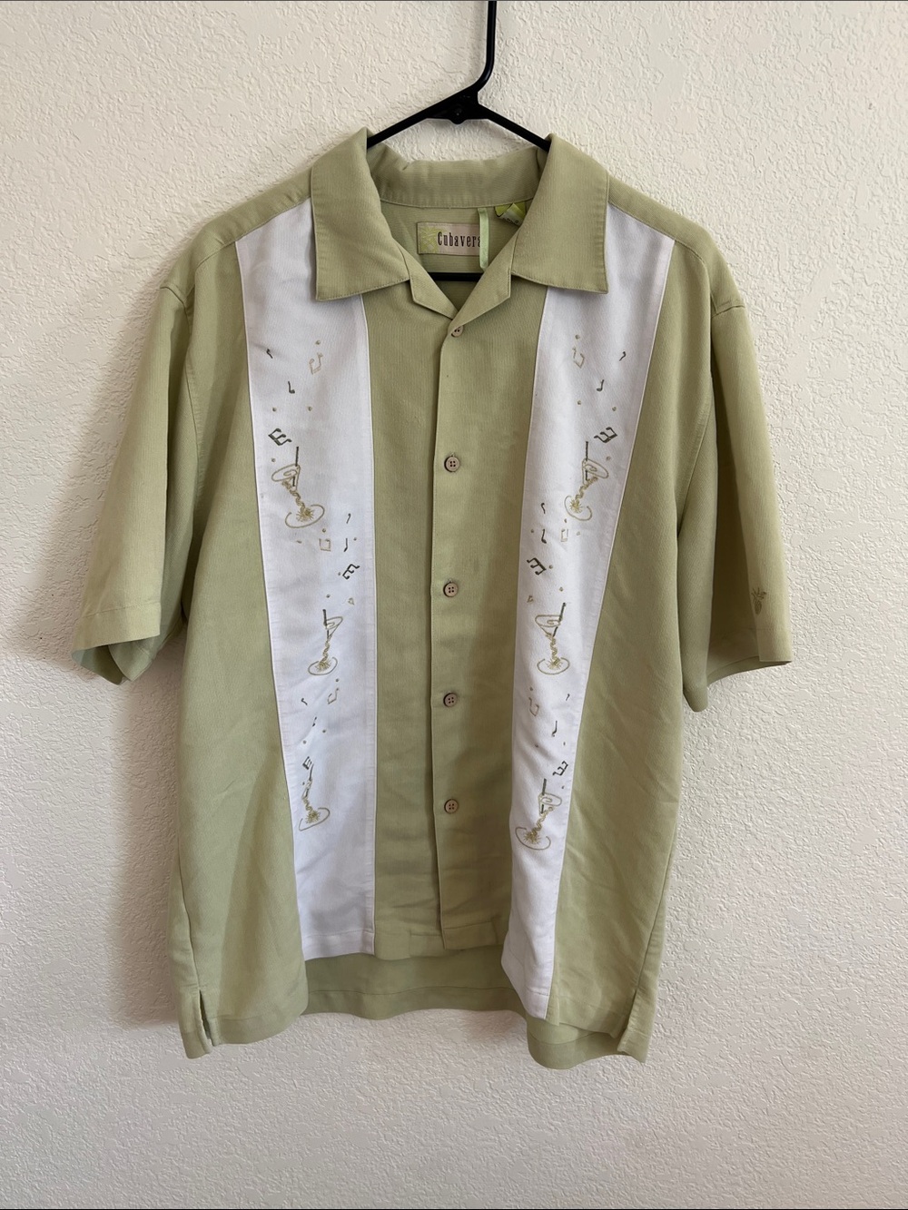 Cubavera Retro Embroidered Panel Bowling Shirt Resort
